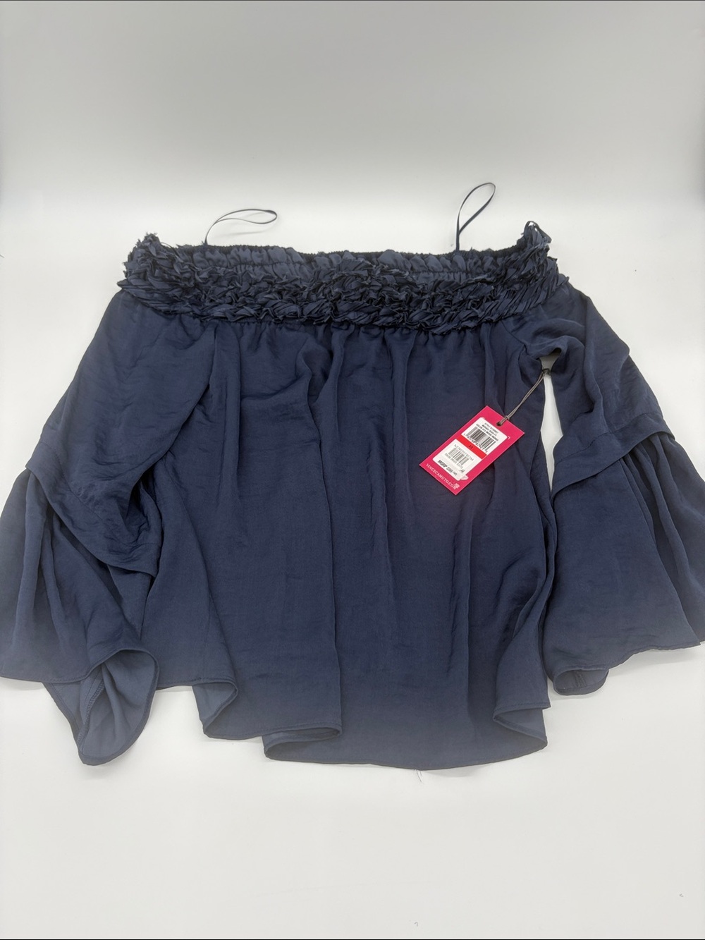 NWT Vince Camuto Navy Off-Shoulder Ruffled Top XS